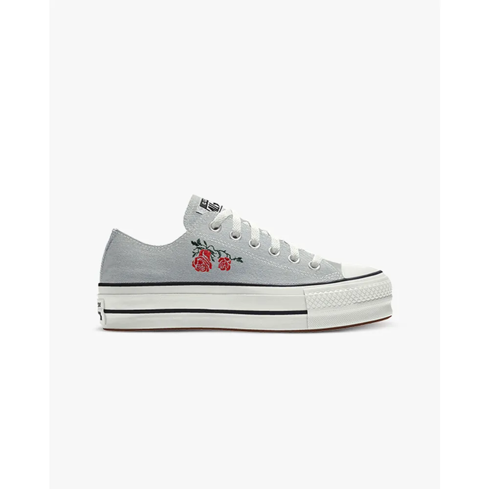 Converse Custom Chuck Taylor All Star Lift Platform Embroidery By You A03767CHO23_LTDENIM_ROSE_GR / lila