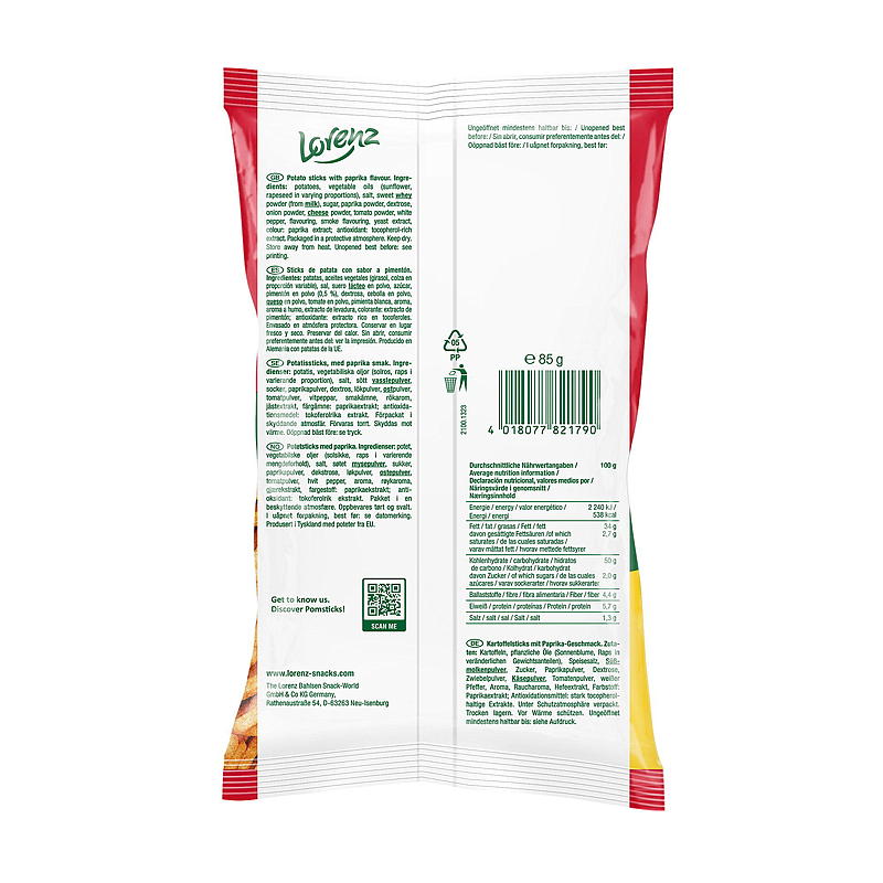 Pomsticks 85 g, paprika