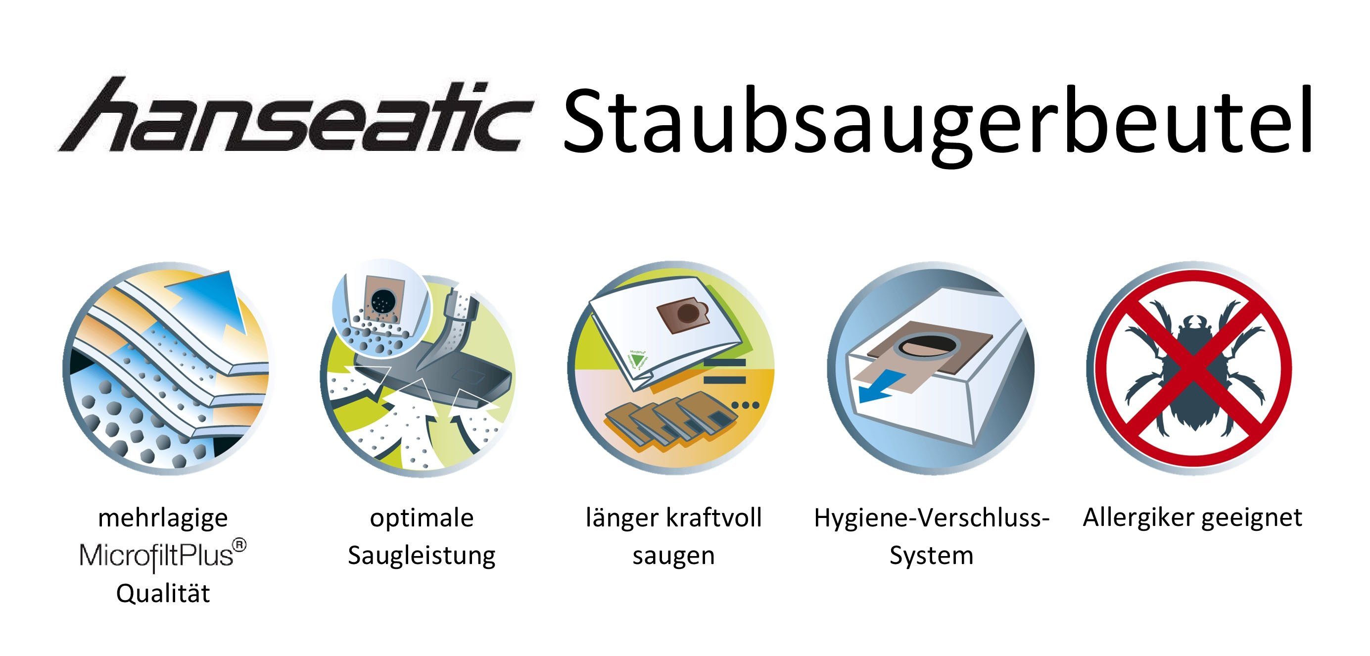 Hanseatic Staubsaugerbeutel, passend für HANSEATIC Staubsaugerbeutel, 10er-Pack, passend für HANSEATIC HVBBA8008EU / VC-659-N und PRIVILEG ECO Silence Specialist, 10 St.