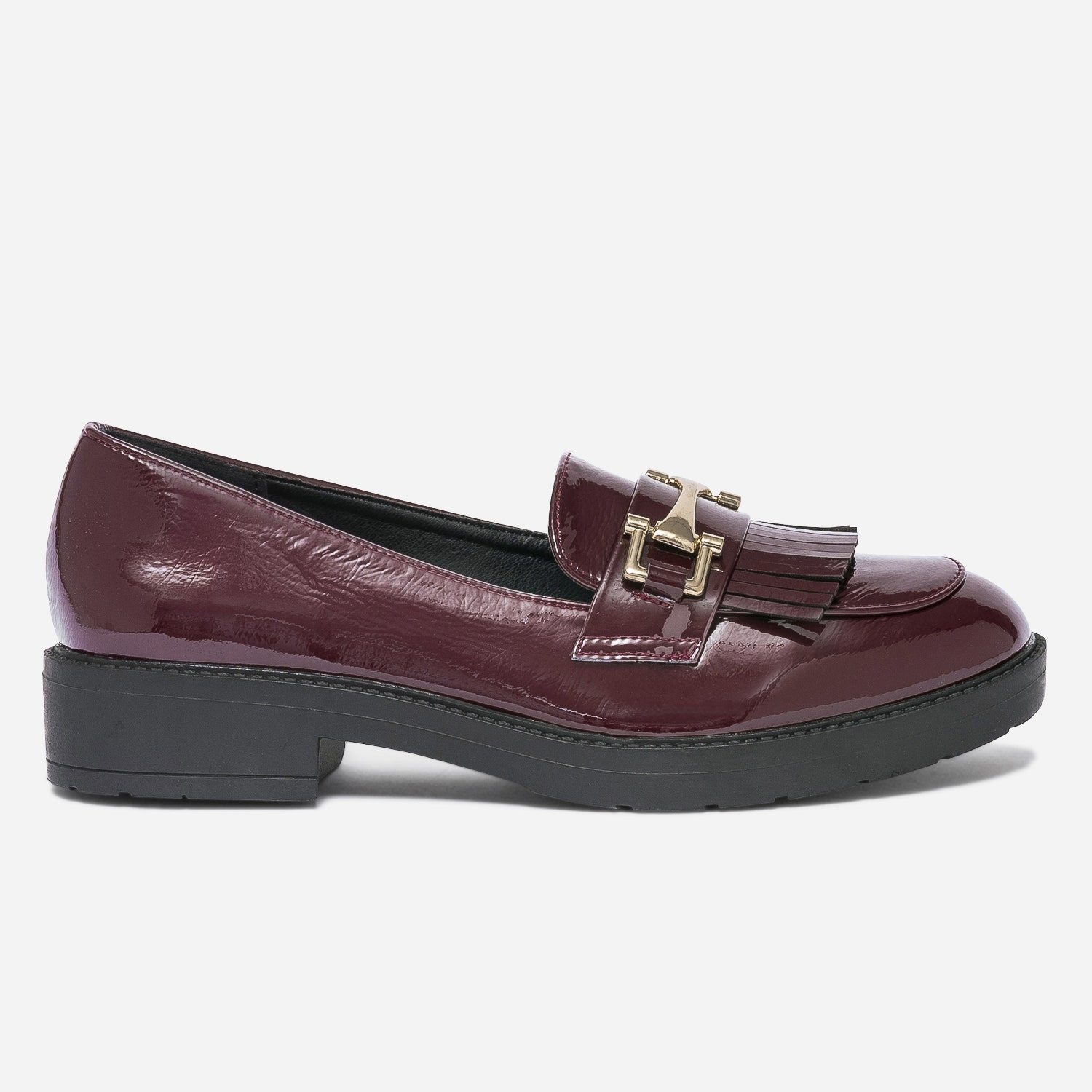 Mocassin bordeaux verni à franges