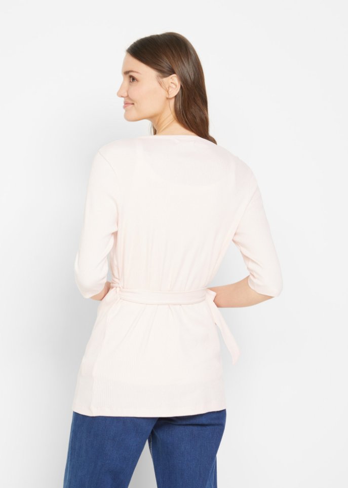 Ripp-Wickelshirtjacke, 1/2 Arm