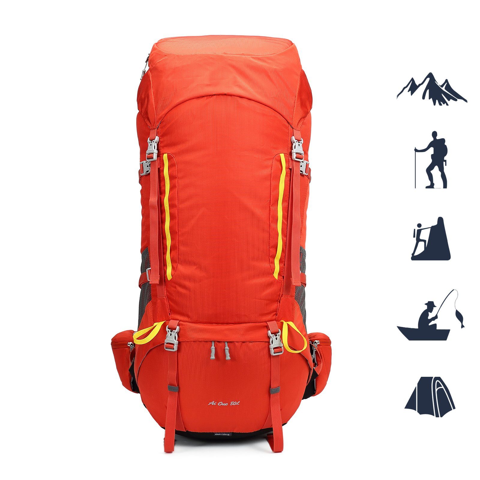 TAN.TOMI Wanderrucksack 80L Trekkingrucksack Campingrucksack Wanderrucksack Großer, Reiserucksack Mit Regenabdeckung für Wandern, Radfahren, Klettern