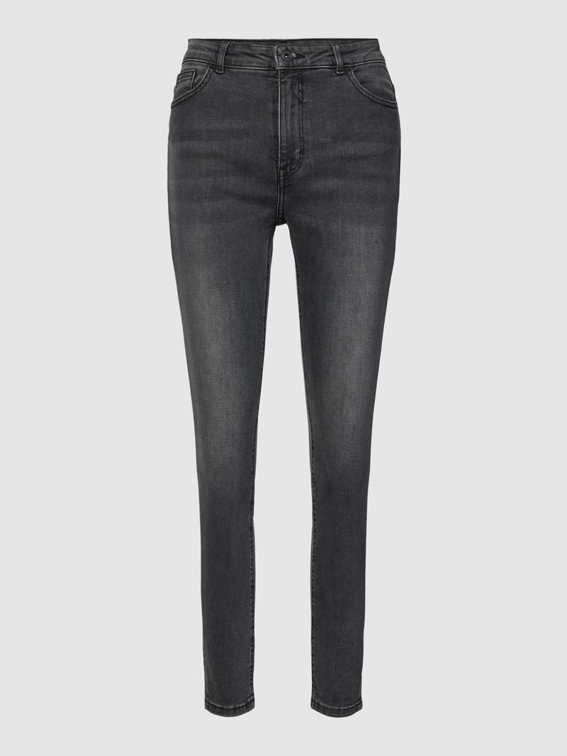 Skinny Jeans mit 5-Pocket-Design im Used-Look in schwarz