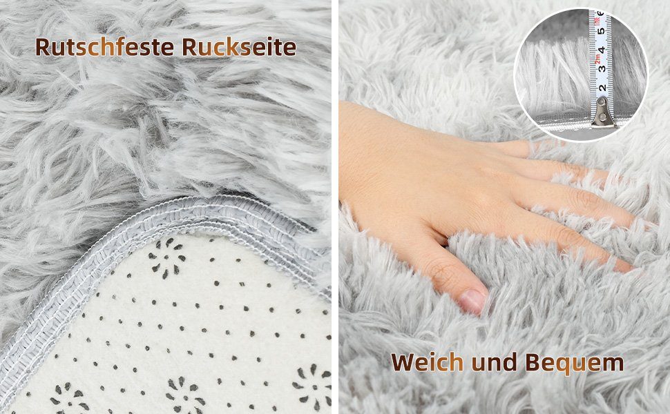 Hochflor-Teppich, MULISOFT, rechteckig, Höhe: 30 mm, Teppich Wohnzimmer Imitat Kunstfell Flauschig Langflor Teppich
