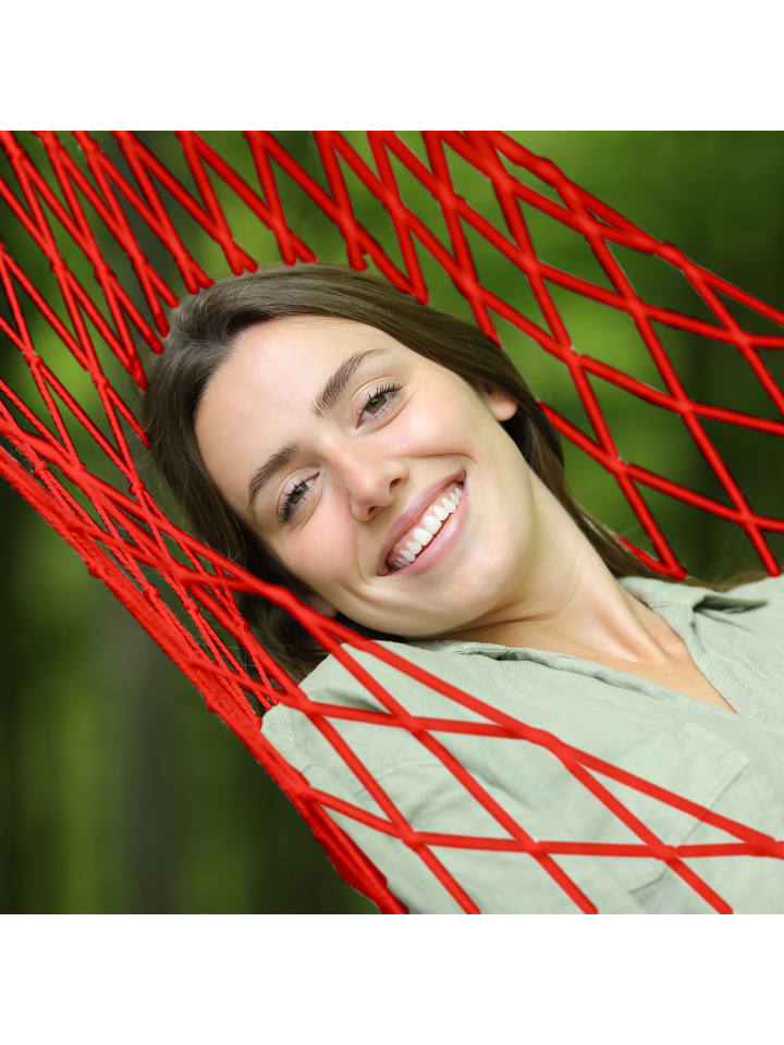 relaxdays Netzhängematte in Rot günstig kaufen onesize