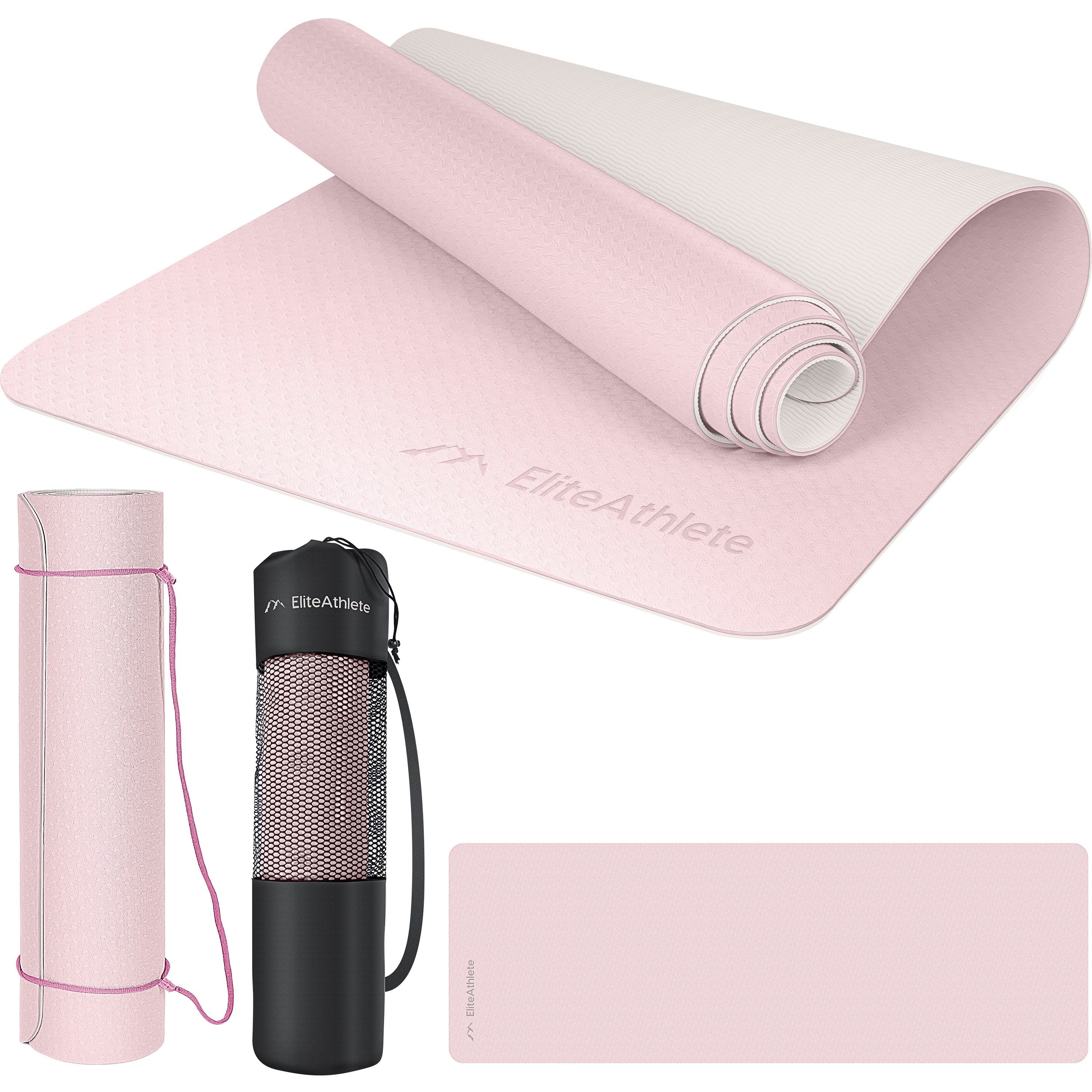 EliteAthlete Yogamatte EliteAthlete® Yogamatte - Sportmatte - Fitnessmatte - Yoga Matte (Set bestehend aus: Matte, Transporttasche, Transportband)