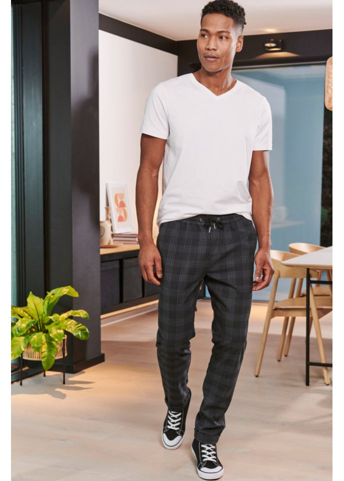Slim Fit Stretch-Schlupfhose in verkürzter Länge, Tapered