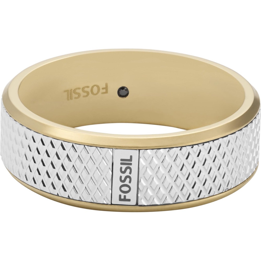 Fossil Bague pour hommes Acier inoxydable bicolore Bague