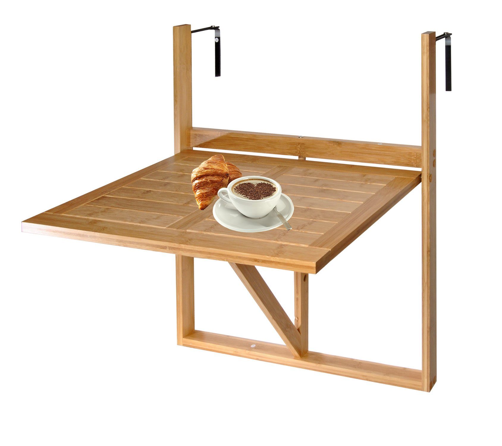 KESPER for kitchen & home Balkonhängetisch Balkon-Hängetisch Holz Balkontisch Balkonhängetisch Klapptisch Tisch, Für Geländebreite max 9cm