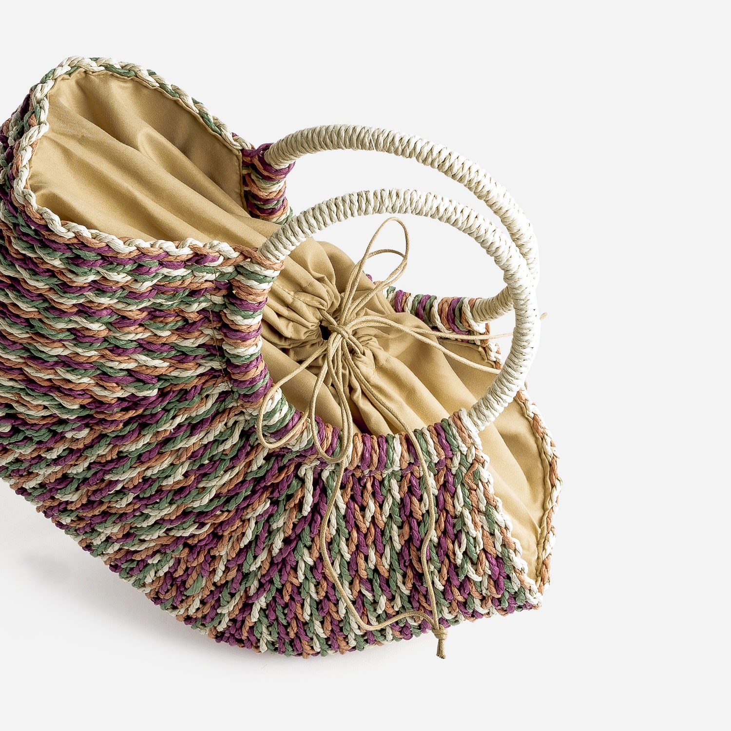 Panier TEXTO écru, terracotta, kaki, prune