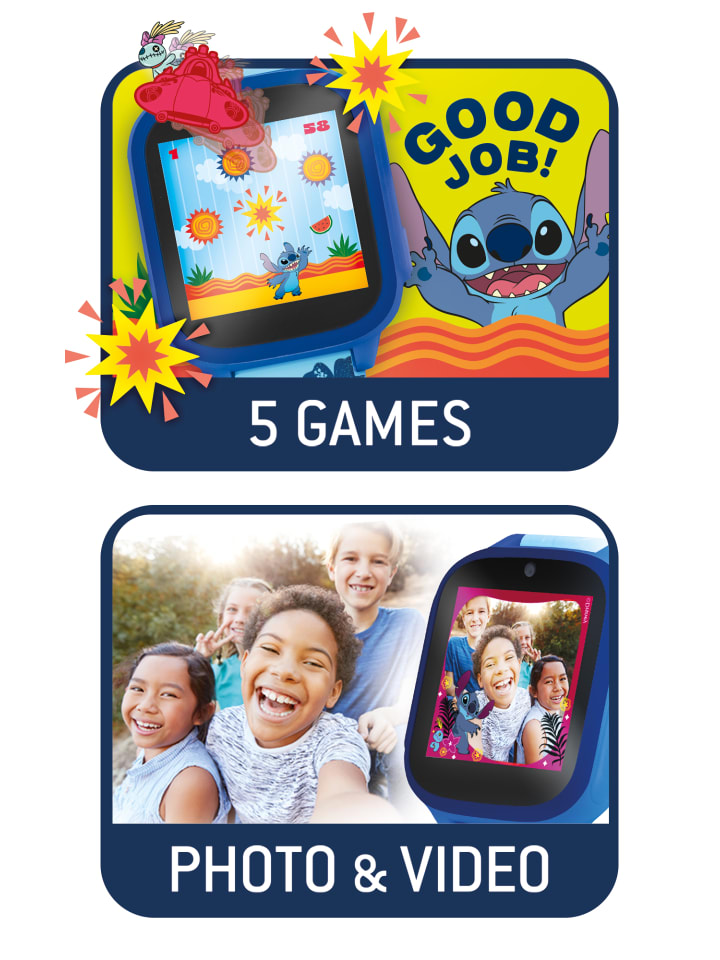 LISCIANI Disney Stitch Smartwatch Digitaluhr mit Kamera und Spielen in blau günstig kaufen onesize