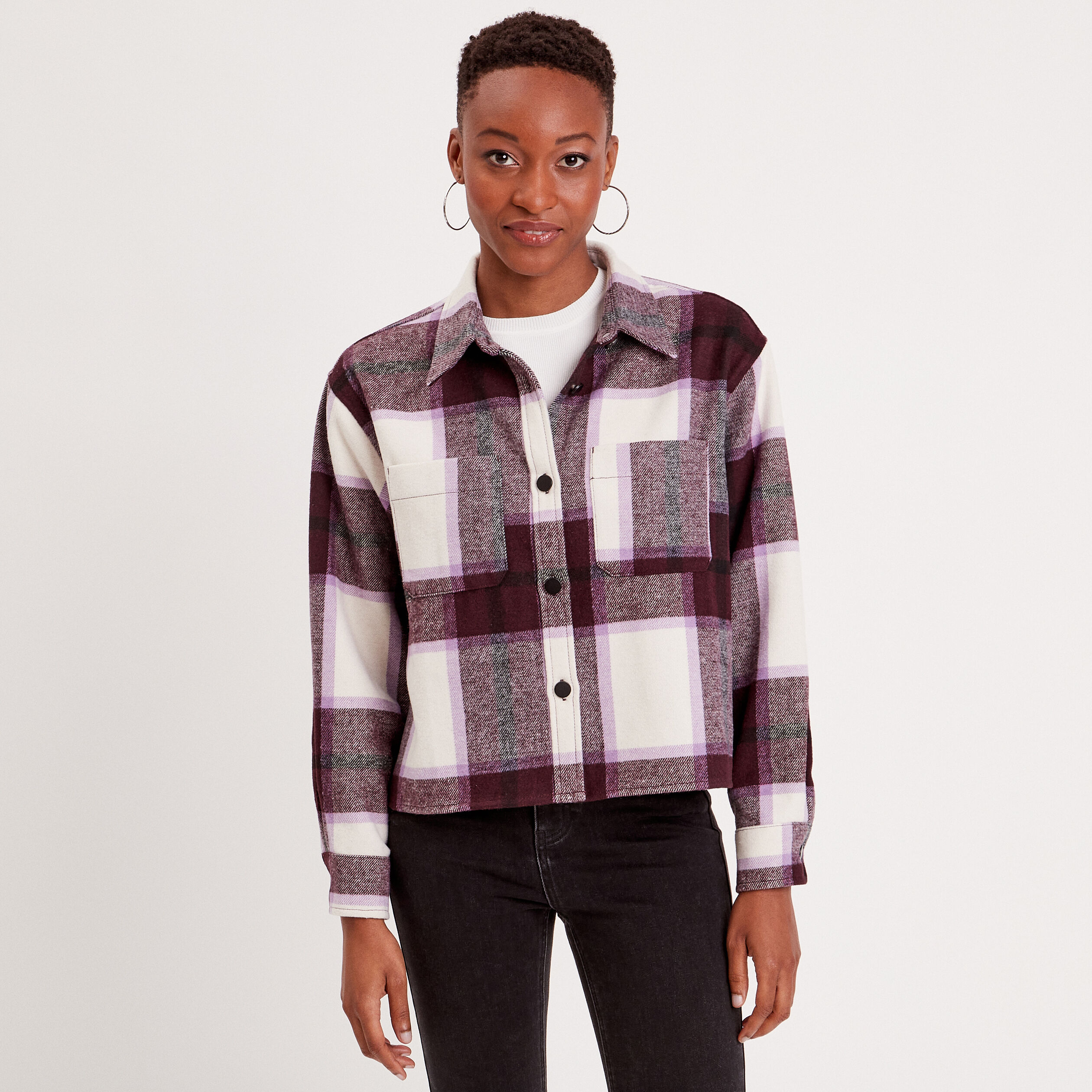 Chemise manches longues violet femme | Cache Cache