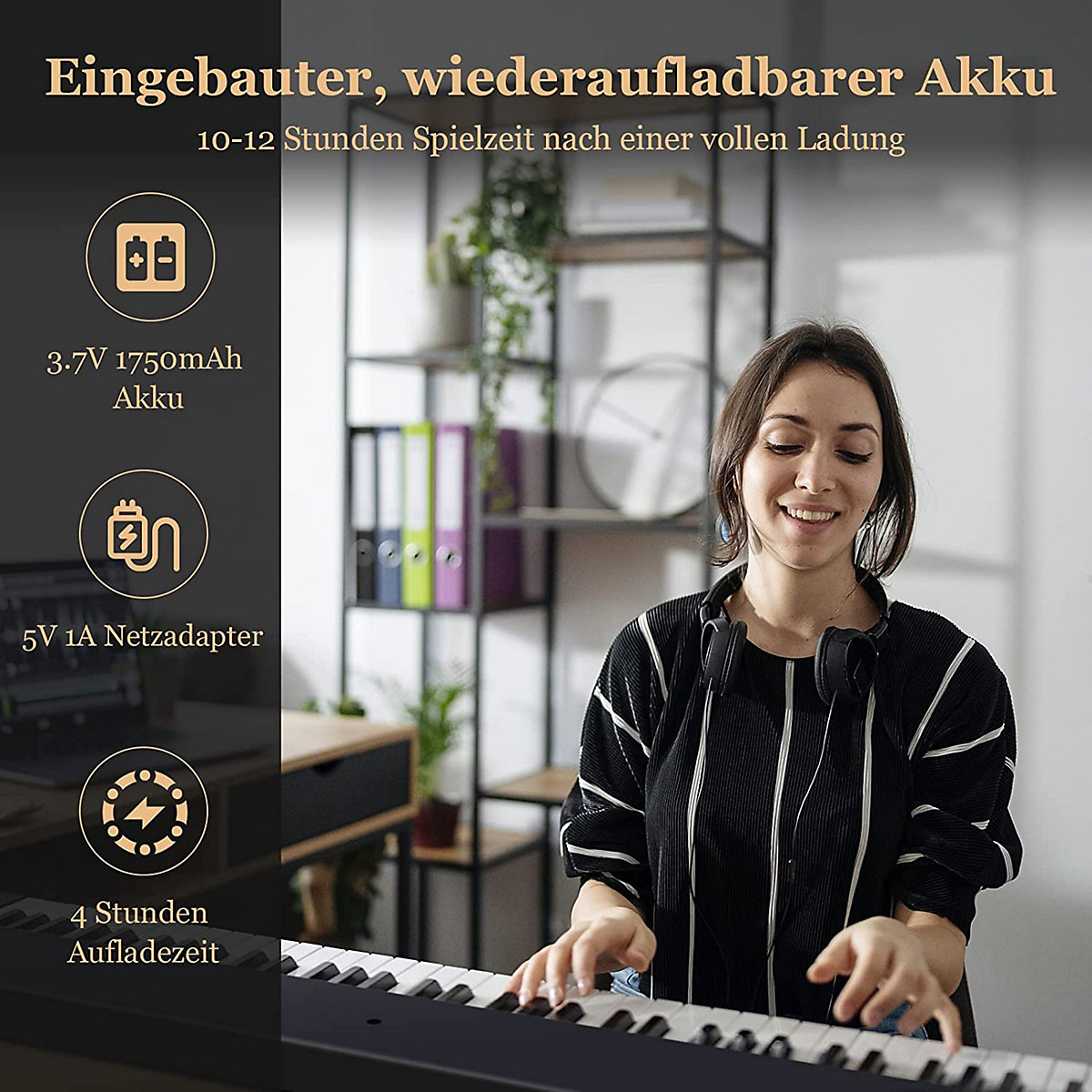 Keyboard 88 Tastatur klappbar mit 2 Stereolautsprechern