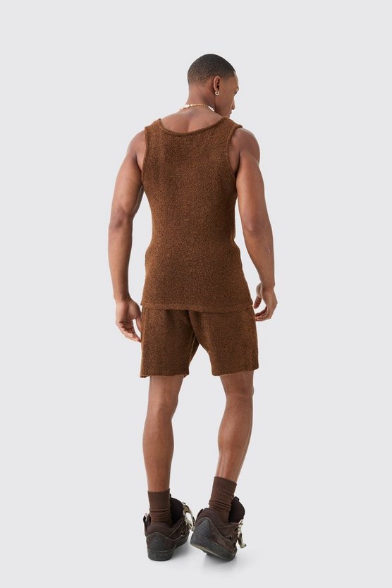 Lockere Bouclee-Shorts in Braun