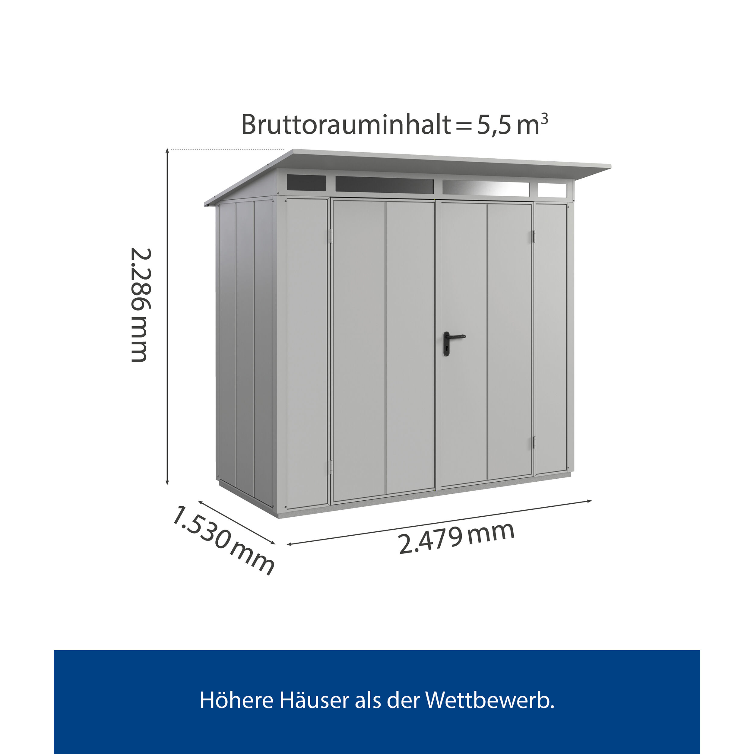 Set Berry Modern-P,Typ1 Gerätehaus - Weißaluminium