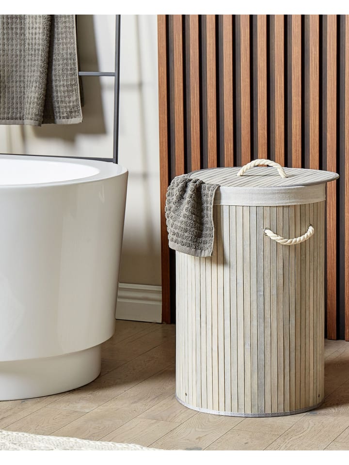 Beliani Wäschekörbe SANNAR in Grau/Weiß - (W) 40 x (H) 60 x (L) 40 cm günstig kaufen onesize