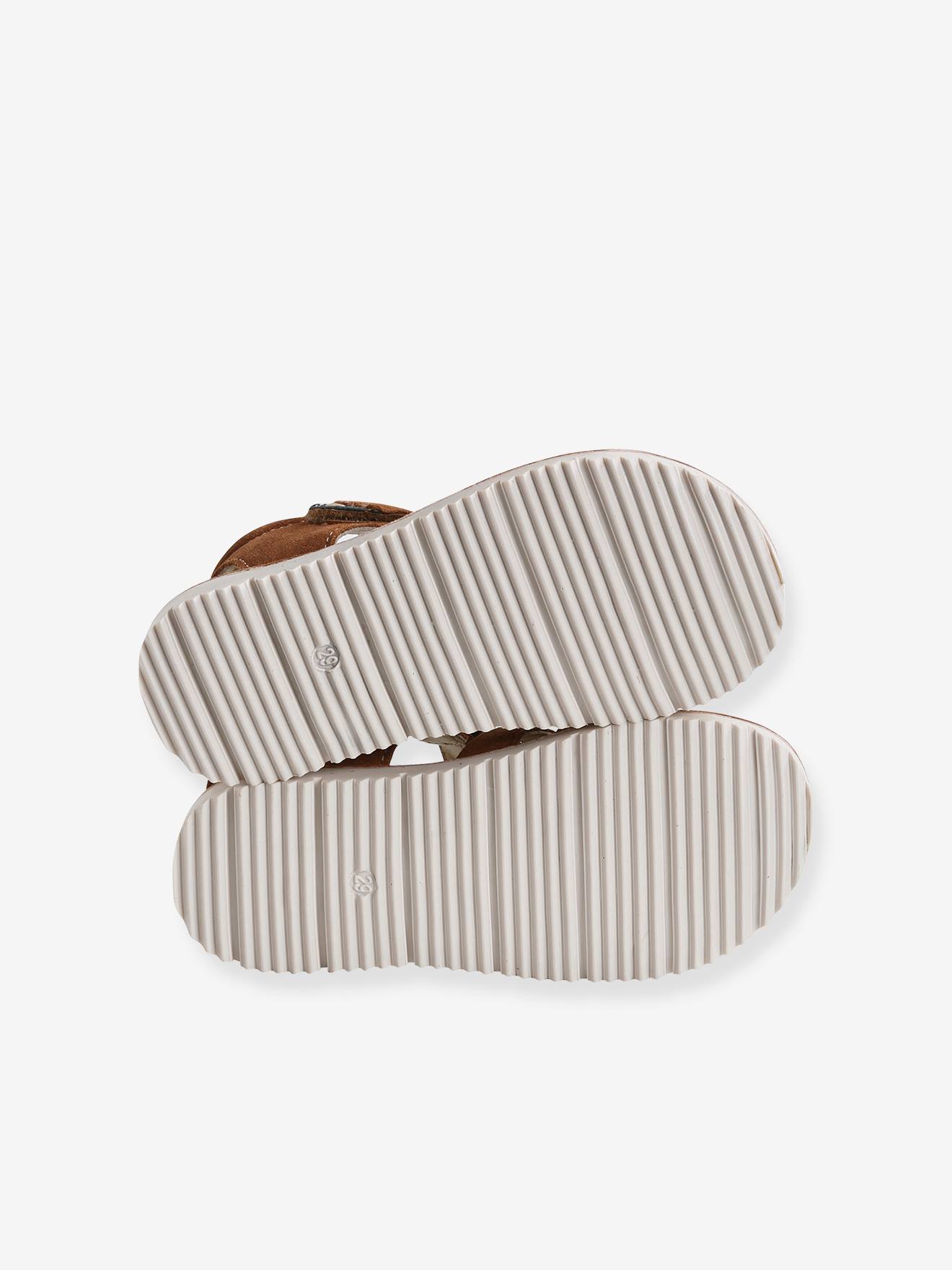 Sandales cuir scratchées garçon kaki