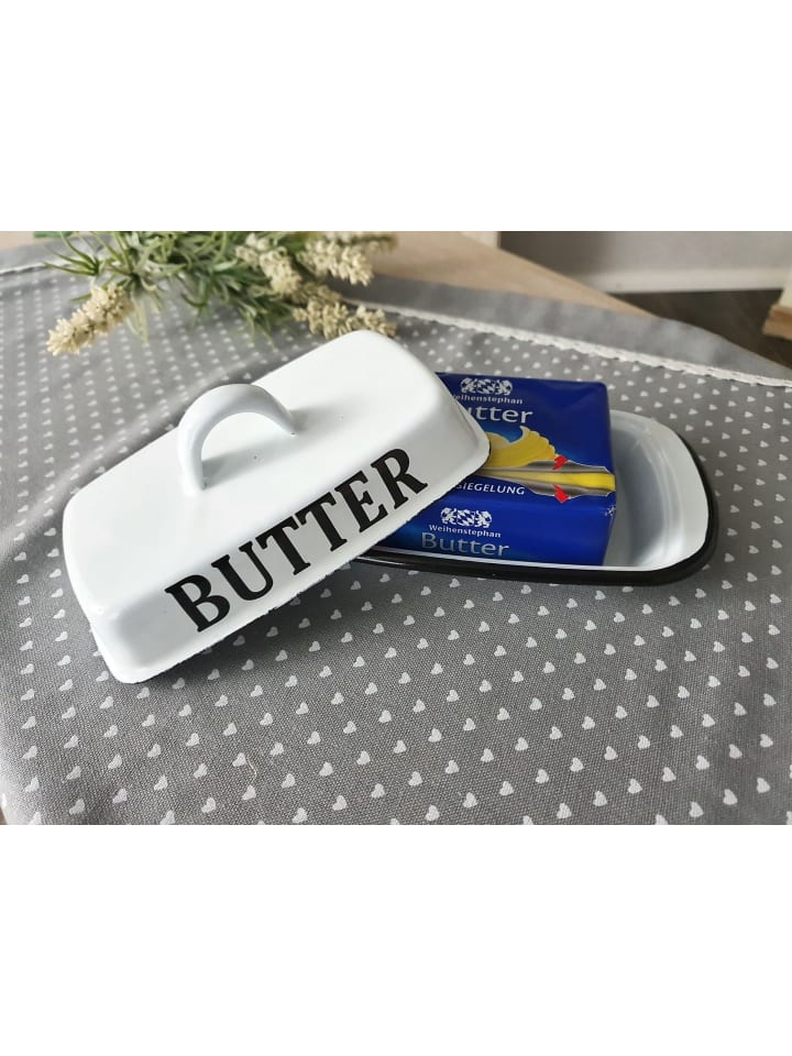 Ambiente Haus Butterdose aus Emaille in antikweiss günstig kaufen onesize