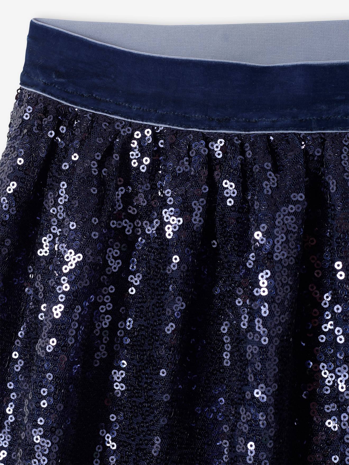 Jupe à sequins fille marine