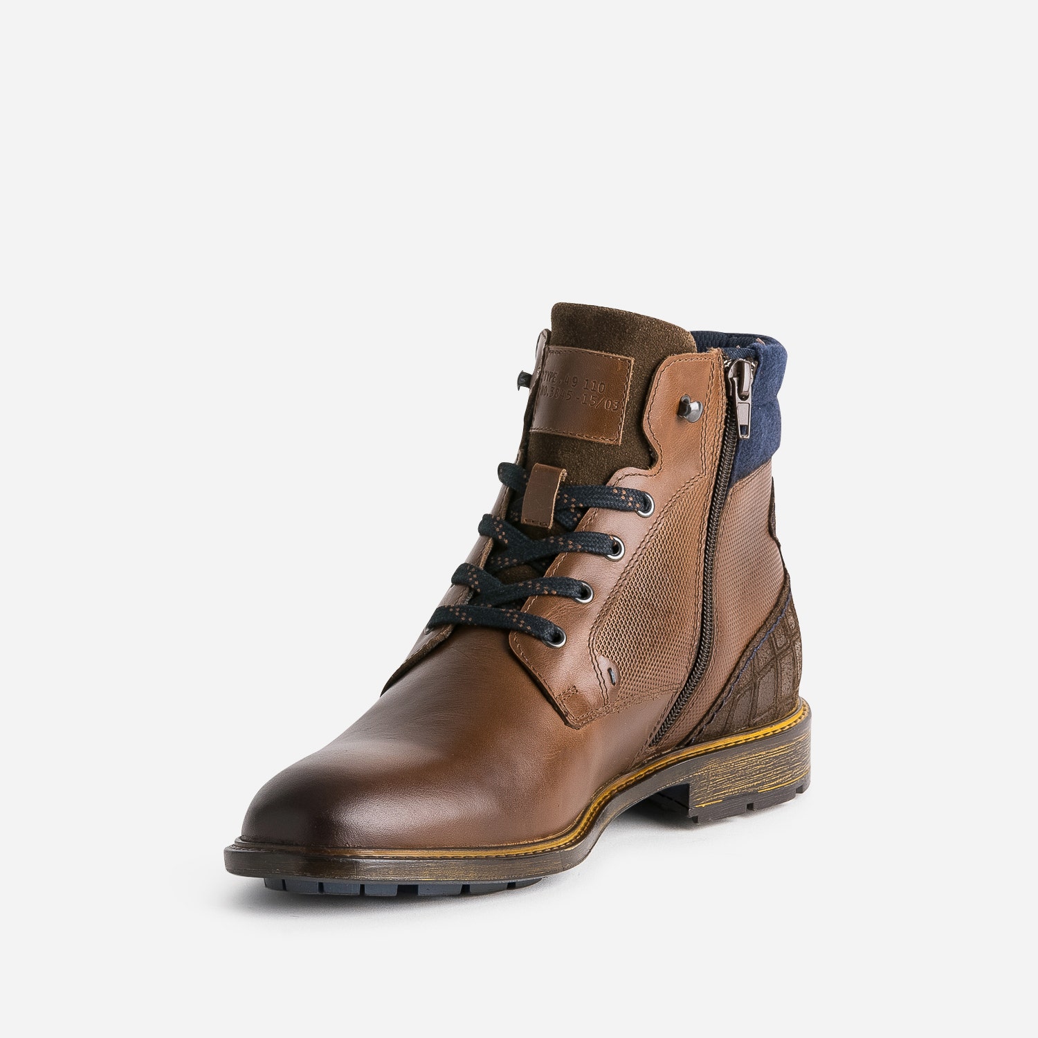 Boots à lacet marron bi-matière