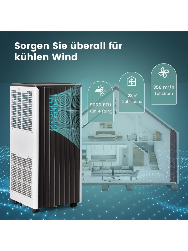 COSTWAY Mobile Klimaanlage 4 in 1 9000BTU in Schwarz günstig kaufen 75 x 30 cm