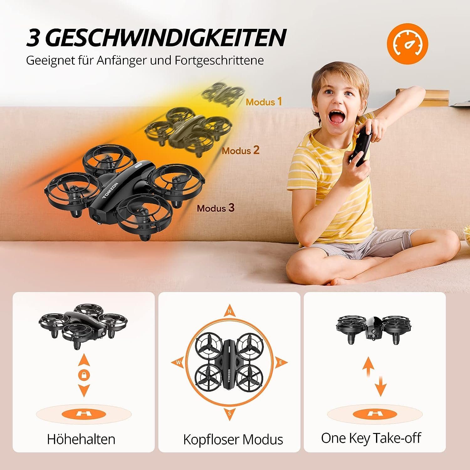 Tomzon Drohne (1920*1080, Drohne für kinder kamera 1080p übertragung für kinder anfänger a24w)