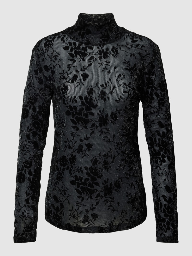 Longsleeve mit Effektgarn in schwarz