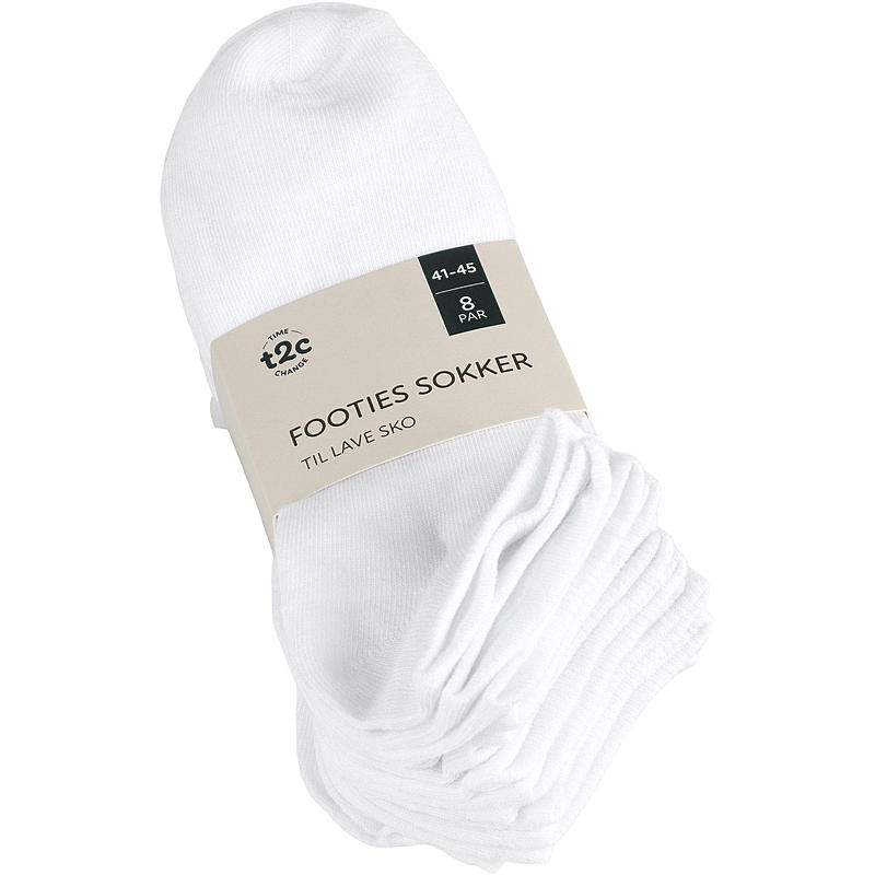 Time 2 Change Footies 8-pk str 41/45, hvit