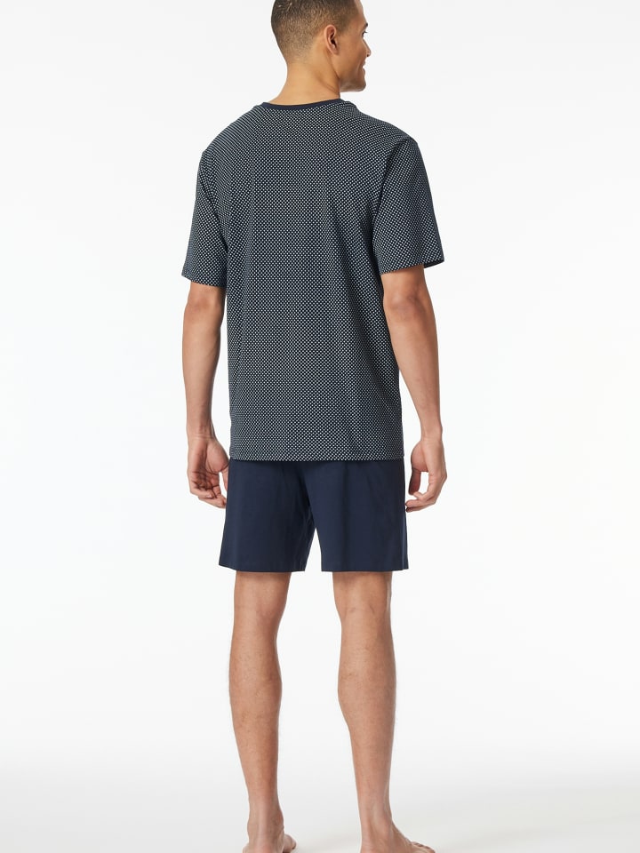 Schiesser Pyjama Schlafanzug kurz - Comfort Essentials in nachtblau günstig kaufen