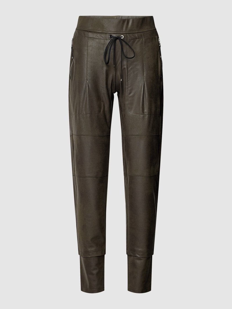 Jogpants in Leder-Optik Modell 'CANDY' in olivgrün