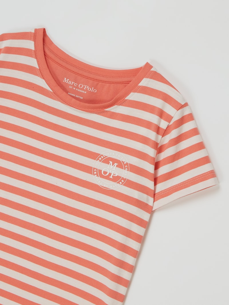 T-Shirt mit Streifenmuster in koralle