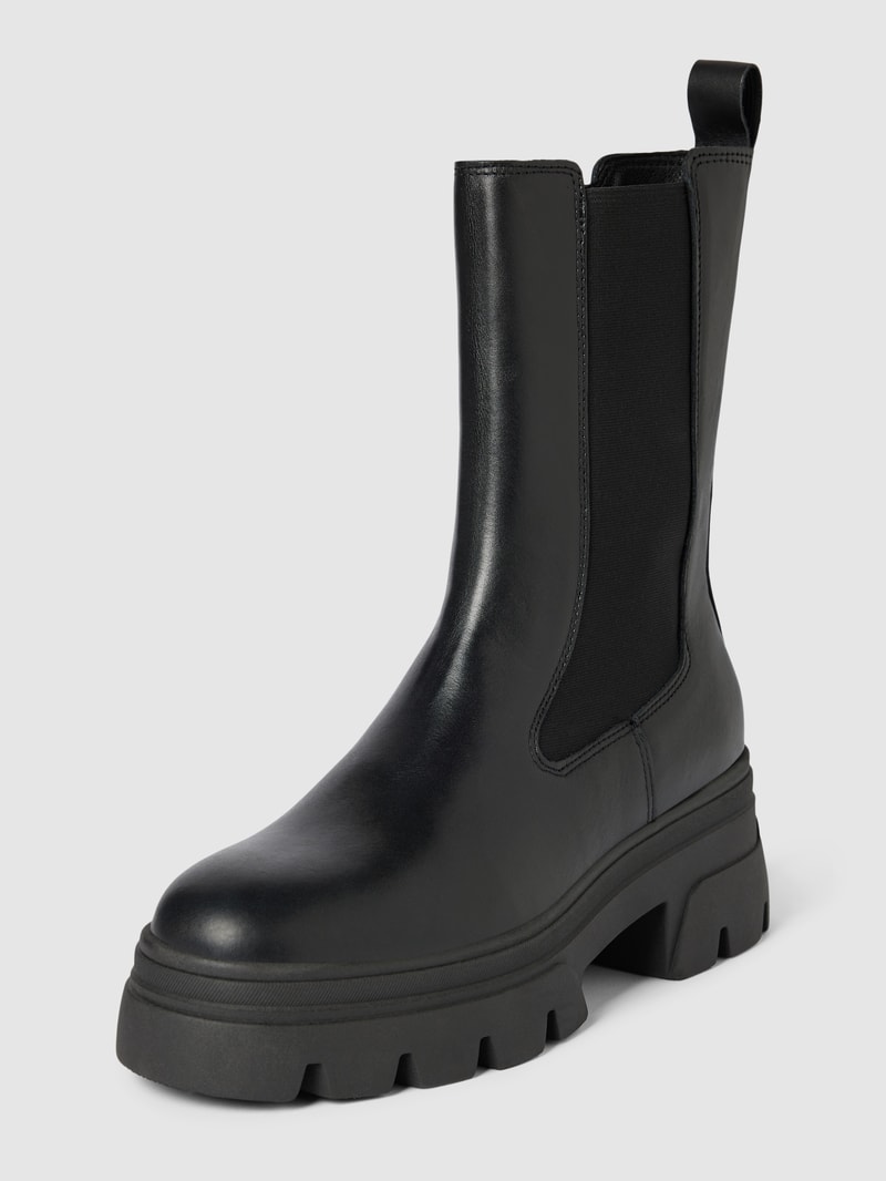 Chelsea Boots aus Leder mit Plateausohle in schwarz