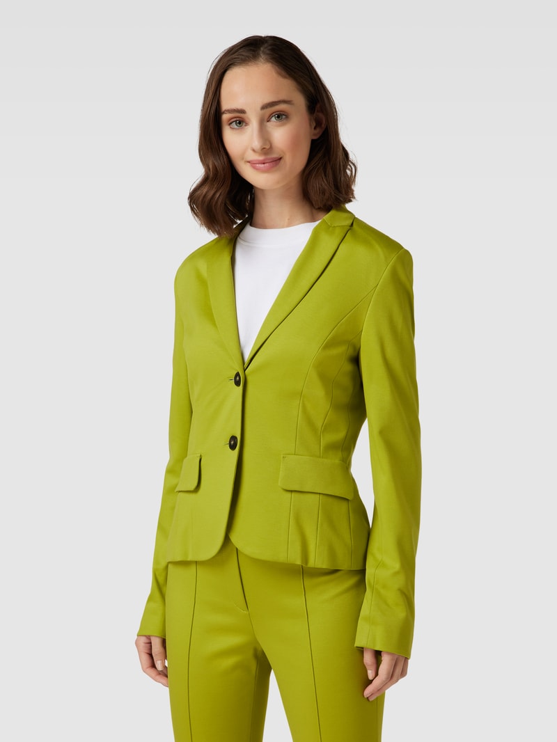 Blazer aus Viskose-Mix mit Stretch-Anteil mit Pattentaschen in apfelgrün