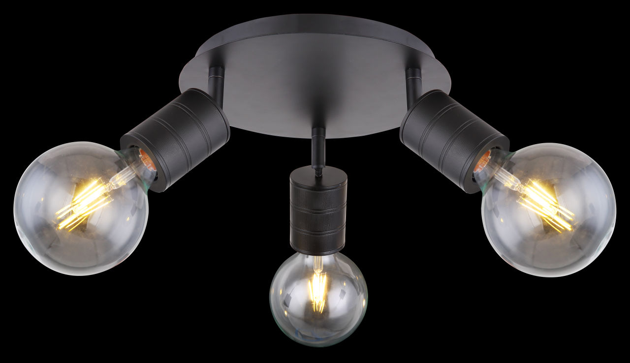 Globo Lighting - HERMINE - Strahler Metall schwarz, 3x E27