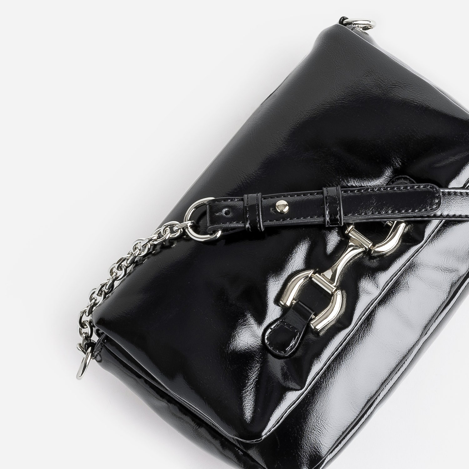 Sac à main TEXTO noir glacé décor mors