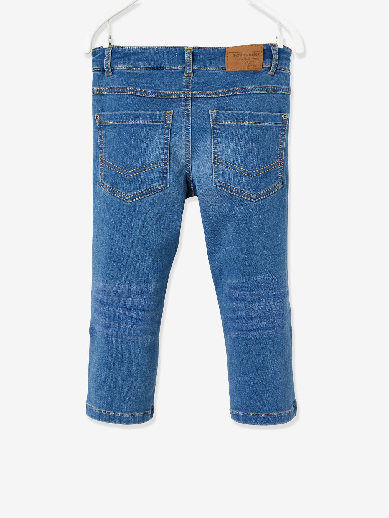 Pantacourt en molleton effet denim garçon retroussable en bermuda stone