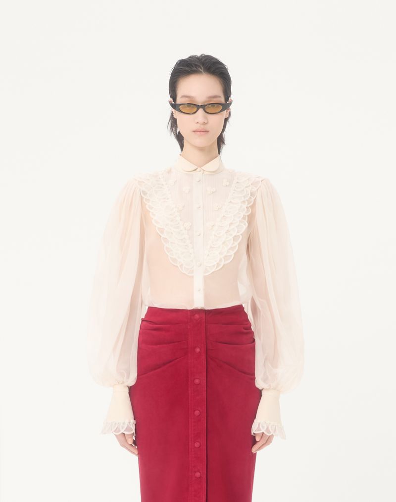 Broderet organza-skjorte