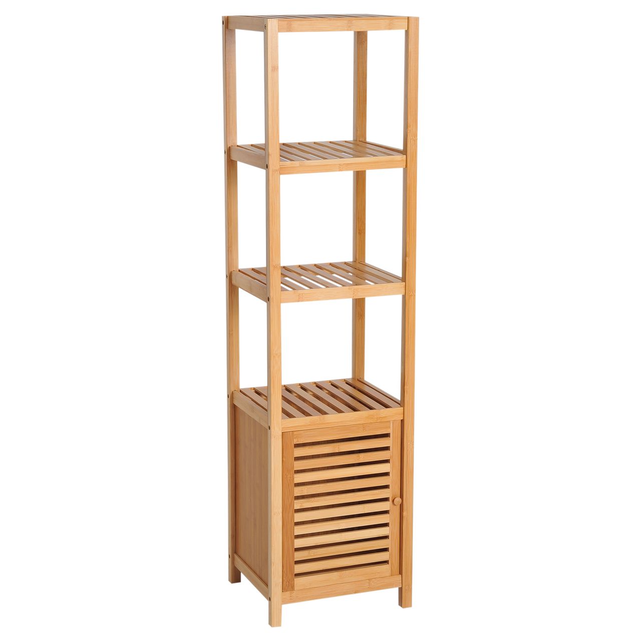 HOMCOM Badschrank Badezimmerschrank mit 3 offenen Fächern für Badezimmer, Natur
