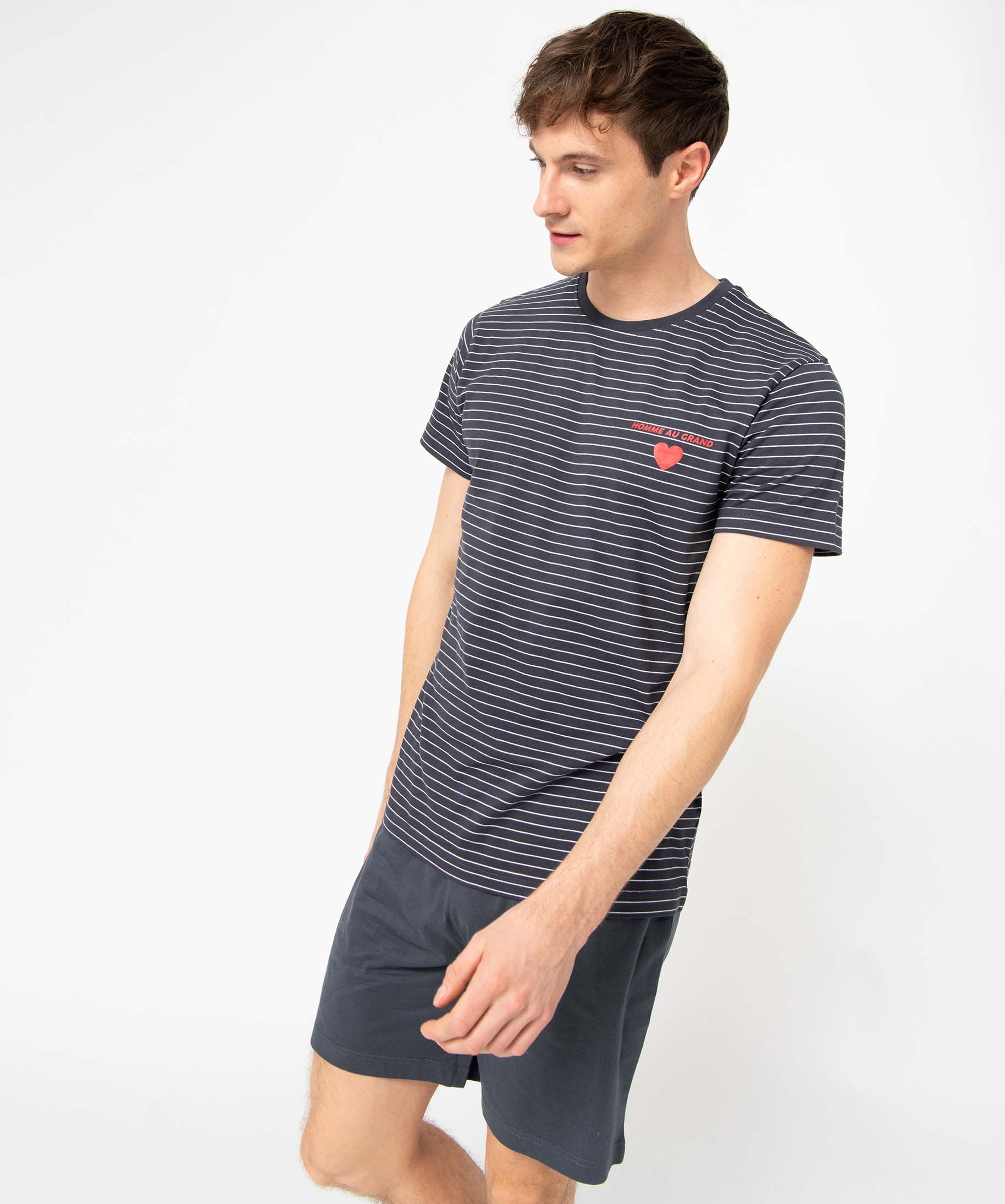 Pyjashort homme mix&match imprimé cur marine | GEMO