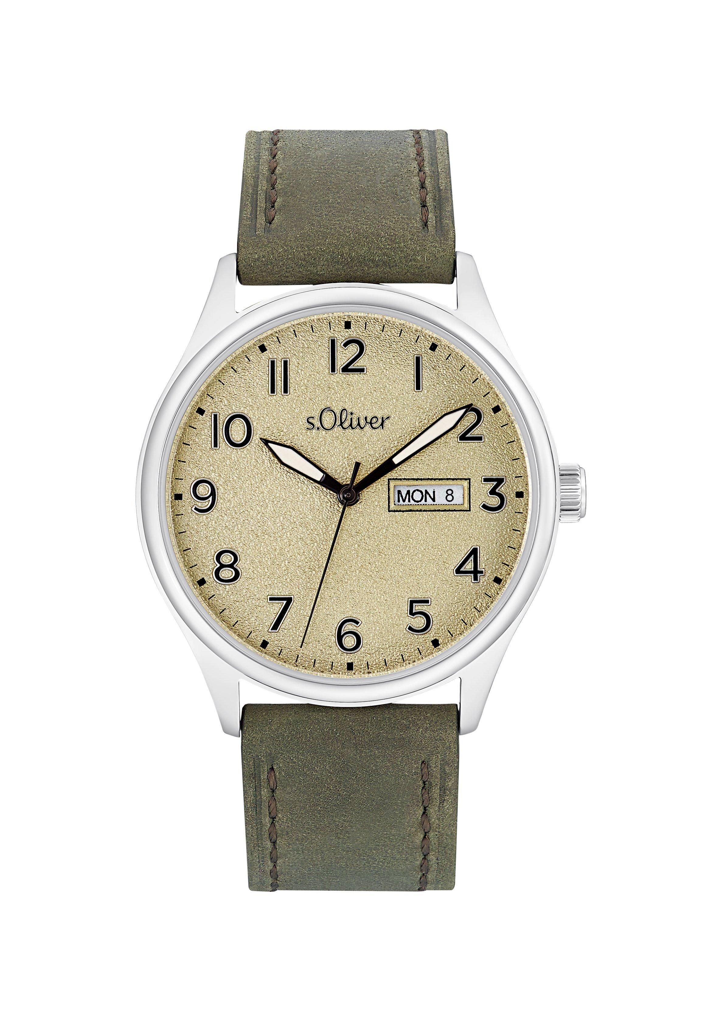 Edelstahluhr mit Lederarmband  6006306-79B0