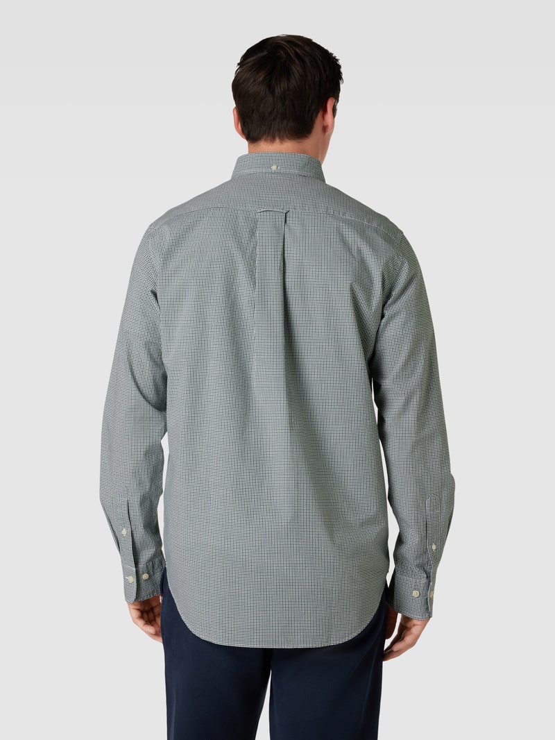 Regular Fit Freizeithemd mit Label-Stitching Modell 'POPLIN' in grün