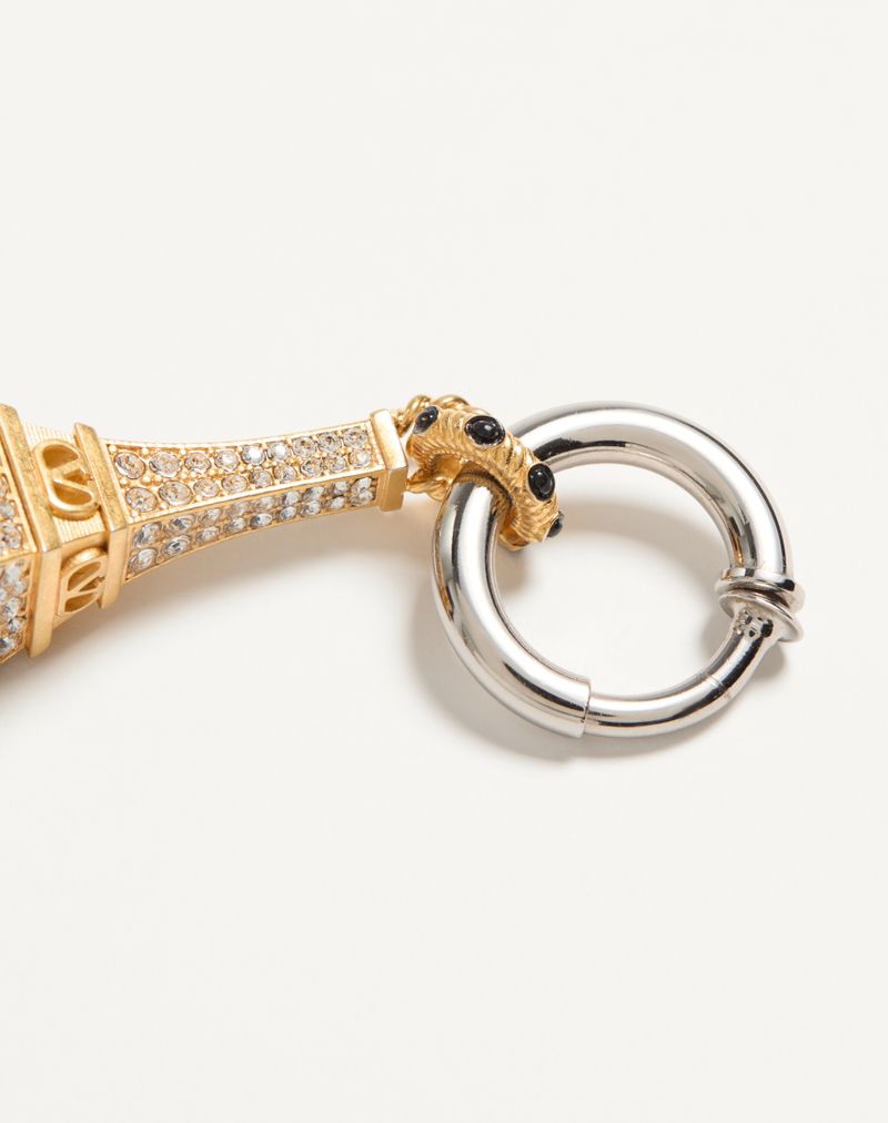 Boucle d'oreille unique Chez Valentino en métal et strass Swarovski®