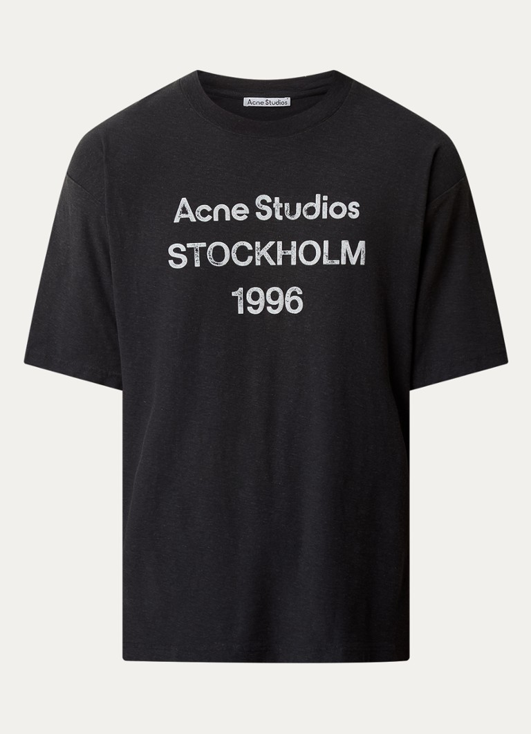 Acne Studios T-krekls ar logoprint un verwassen afwerking