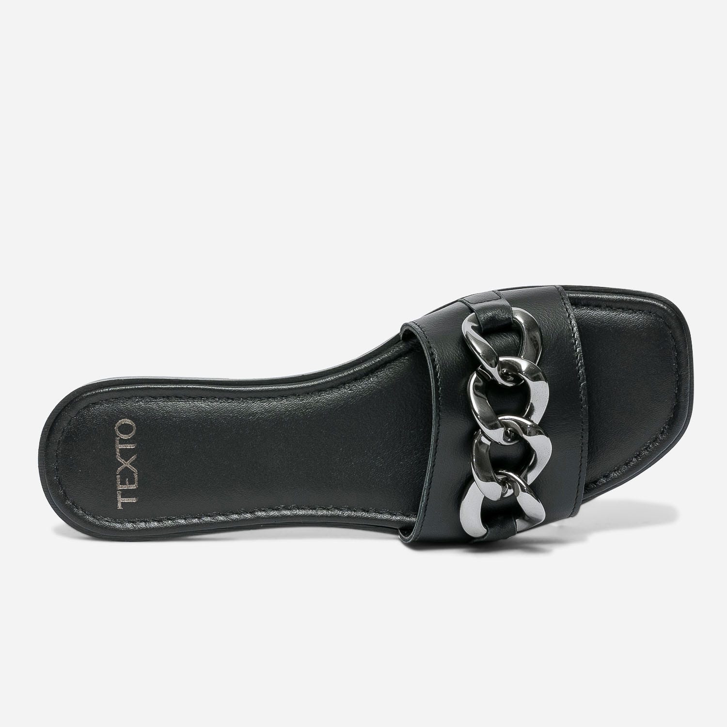 Mule TEXTO noire en cuir à maxi chaîne