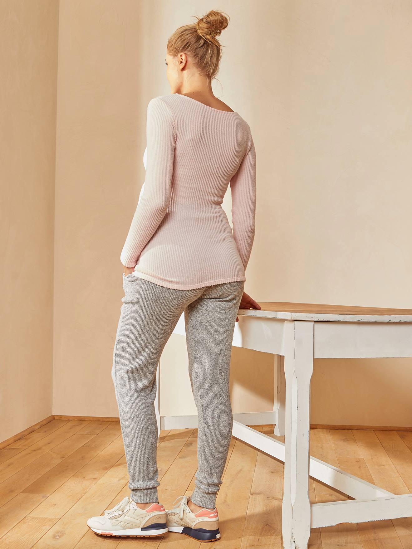 Vertbaudet 2-teiliges Loungewear-Set, Schwangerschaft & Stillzeit - grau/rosa