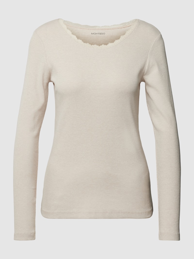 Longsleeve mit Rundhalsausschnitt in ecru meliert