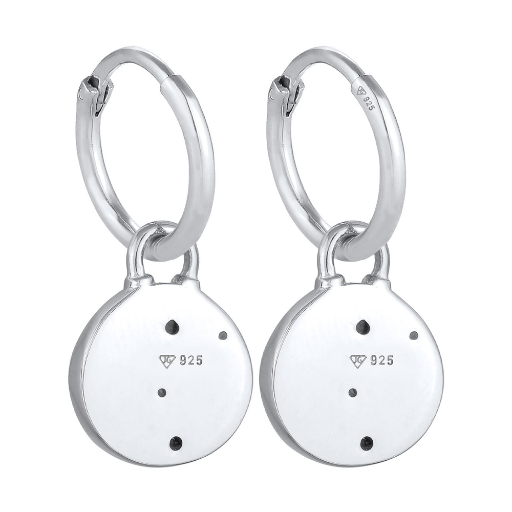 Elli Elli Boucles d'Oreilles Femmes Créoles Plaquettes Soleil Lune en Argent Sterling  Boucles d'oreilles