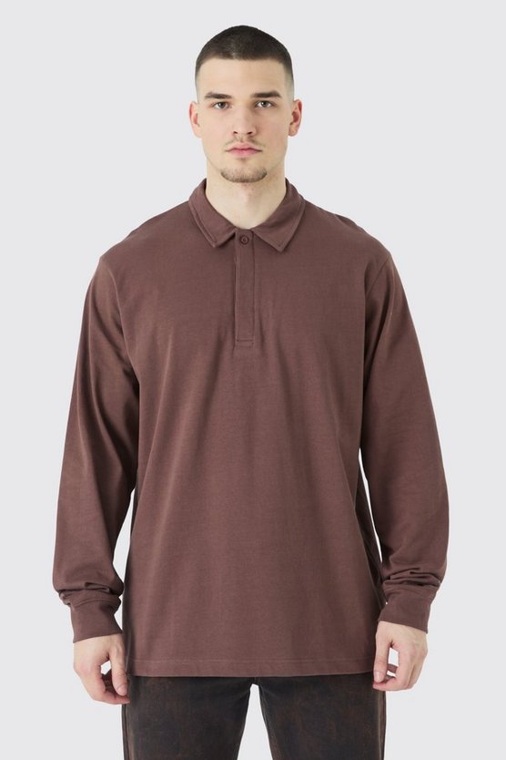 Tall Rugby-Poloshirt mit Knopfleiste