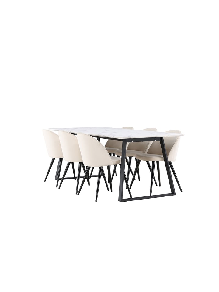 ebuy24 Essgruppe Malaga (7-teilig) Beige 200 x 90 cm günstig kaufen onesize