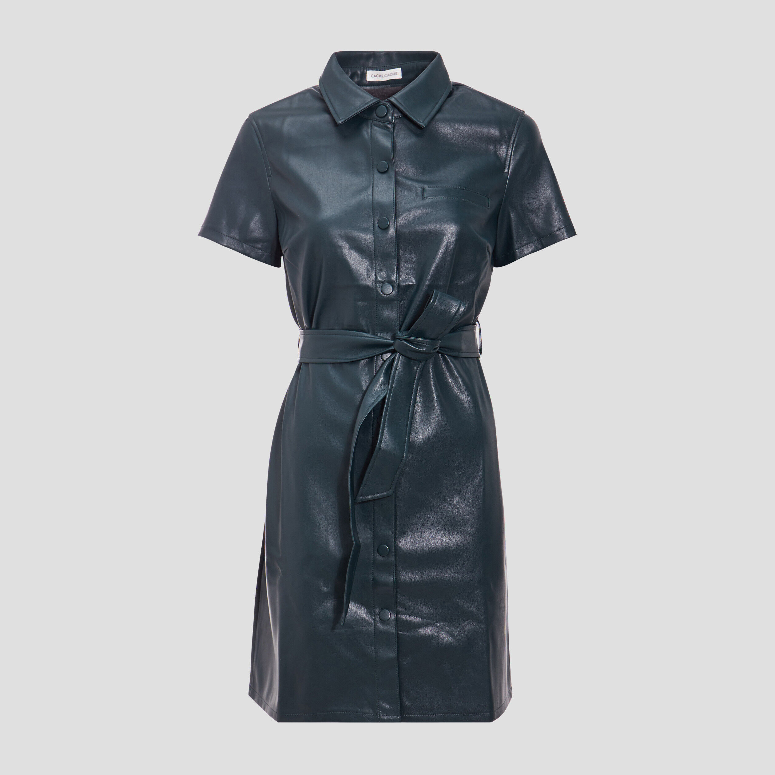 Robe droite simili cuir vert foncé femme | Cache Cache